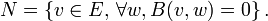 N=\{v\in E,\, \forall w,B(v,w)=0\}\, .