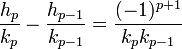 \frac{h_p}{k_p}-\frac{h_{p-1}}{k_{p-1}} = \frac{(-1)^{p+1}}{k_pk_{p-1}}