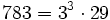  783=3^3 \cdot  29