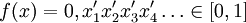 f(x)=0,x'_1 x'_2 x'_3 x'_4 \ldots \in [0,1]
