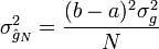 \sigma^2_{\hat{g}_N} = \frac{(b-a)^2\sigma^2_g}{N}