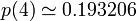 p(4) \simeq 0.193206 