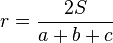r=\frac{2S}{a+b+c}