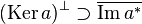 (\text{Ker}\,a)^{\bot} \supset \overline{\text{Im}\,a^*}