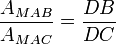 \frac{A_{MAB}}{A_{MAC}}= \frac {DB}{DC}