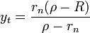 y_t = \frac{ r_n(\rho - R)}{\rho - r_n}