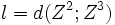 l= d(Z^2;Z^3)\,