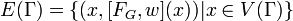 E(\Gamma) = \{(x,[F_G,w](x)) | x \in V(\Gamma)\}