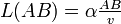 L(AB)=\alpha\tfrac{AB}{v}