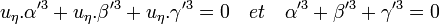 u_\eta.\alpha'^3 + u_\eta.\beta'^3 + u_\eta.\gamma'^3 = 0 \quad et \quad \alpha'^3 + \beta'^3 + \gamma'^3 = 0 \;