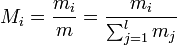 M_i = \frac{m_i}{m} = \frac{m_i}{\sum_{j=1}^l m_j}