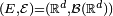 \ \scriptstyle (E, \mathcal{E})=(\mathbb{R}^d,\mathcal{B}(\mathbb{R}^d))