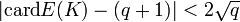 |\mathrm{card} E(K)-(q+1) | < 2\sqrt{q}