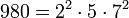  980=2^2 \cdot  5 \cdot  7^2