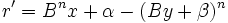 r' = B^n x + \alpha - (B y + \beta)^n\,