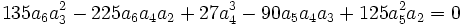  \qquad 135a_6a_3^2-225a_6a_4a_2+27a_4^3-90a_5a_4a_3+125a_5^2a_2=0