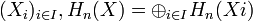(X_i)_{i\in I}, H_n(X) = \oplus_{i\in I} H_n(Xi) 