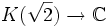 K(\sqrt{2}) \to \mathbb{C}