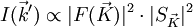 I (\vec{k}') \propto |F(\vec{K})|^2 \cdot |S_{\vec{K}}|^2