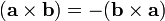  (\mathbf a \times \mathbf b) = - (\mathbf b\times \mathbf a) 