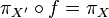 \pi_{X'}\circ f=\pi_X