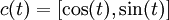 c(t)=\left[\cos(t), \sin(t)\right]