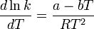  \frac{d\ln k}{dT} = \frac{a-bT}{RT^2} 