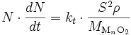 N \cdot \frac{dN}{dt} = k_t \cdot \frac{S^2 \rho}{M_{\mathrm{M}_n \mathrm{O}_2}}