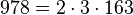  978 = 2 \cdot  3 \cdot  163