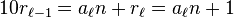 10r_{\ell-1}=a_{\ell}n + r_{\ell}=a_{\ell}n+1