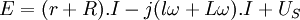 E = (r + R). I - j( l\omega + L\omega). I + U_S \,