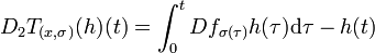 D_2T_{(x,\sigma)}(h)(t) = \int_0^t Df_{\sigma(\tau)}h(\tau) \mathrm d\tau -h(t)