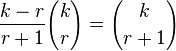 {k-r \over r+1} {k \choose r} = {k \choose r+1}
