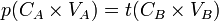 p(C_A \times V_A)=t(C_B \times V_B) \,