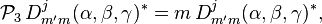  \mathcal{P}_3 \,   D^j_{m'm}(\alpha,\beta,\gamma)^* =   m \,  D^j_{m'm}(\alpha,\beta,\gamma)^* , 