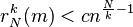 r_N^k(m) < cn^{\frac{N}{k}-1}