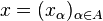 x=(x_\alpha)_{\alpha \in A}