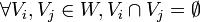 \forall V_i, V_j \in W, V_i \cap V_j = \emptyset