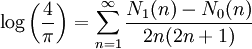 \log \left( \frac{4}{\pi} \right) = \sum_{n=1}^\infty \frac{N_1(n) - N_0(n)}{2n(2n+1)}