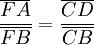 \frac{\overline{FA}}{\overline{FB}}= \frac{\overline{CD}}{\overline{CB}}