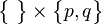\begin{Bmatrix}\ \end{Bmatrix} \times \begin{Bmatrix} p,q \end{Bmatrix}