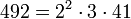 492 = 2^2 \cdot  3 \cdot  41