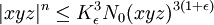 |xyz|^n\le K_\epsilon^3 N_0(xyz)^{3(1+\epsilon)}
