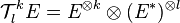 \mathcal{T}^k_l E = E^{\otimes k} \otimes (E^*)^{\otimes l}