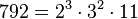  792 =2^3 \cdot  3^2 \cdot  11