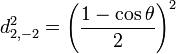 d_{2,-2}^{2} = \left(\frac{1-\cos \theta}{2}\right)^2