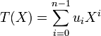 T(X)=\sum_{i=0}^{n-1} u_iX^i
