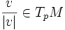 \frac{v}{\vert v\vert}\in T_pM