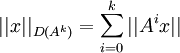 ||x||_{D(A^k)}=\sum_{i=0}^k ||A^ix||