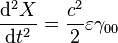 \displaystyle \frac{\mathrm{d}^2 X}{\mathrm{d}t^2} = \frac{c^2}{2} \varepsilon \gamma_{00}